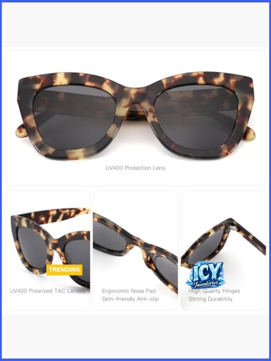 Retro Cateye Sunglasses with UV400 Polarized Protection main image 6